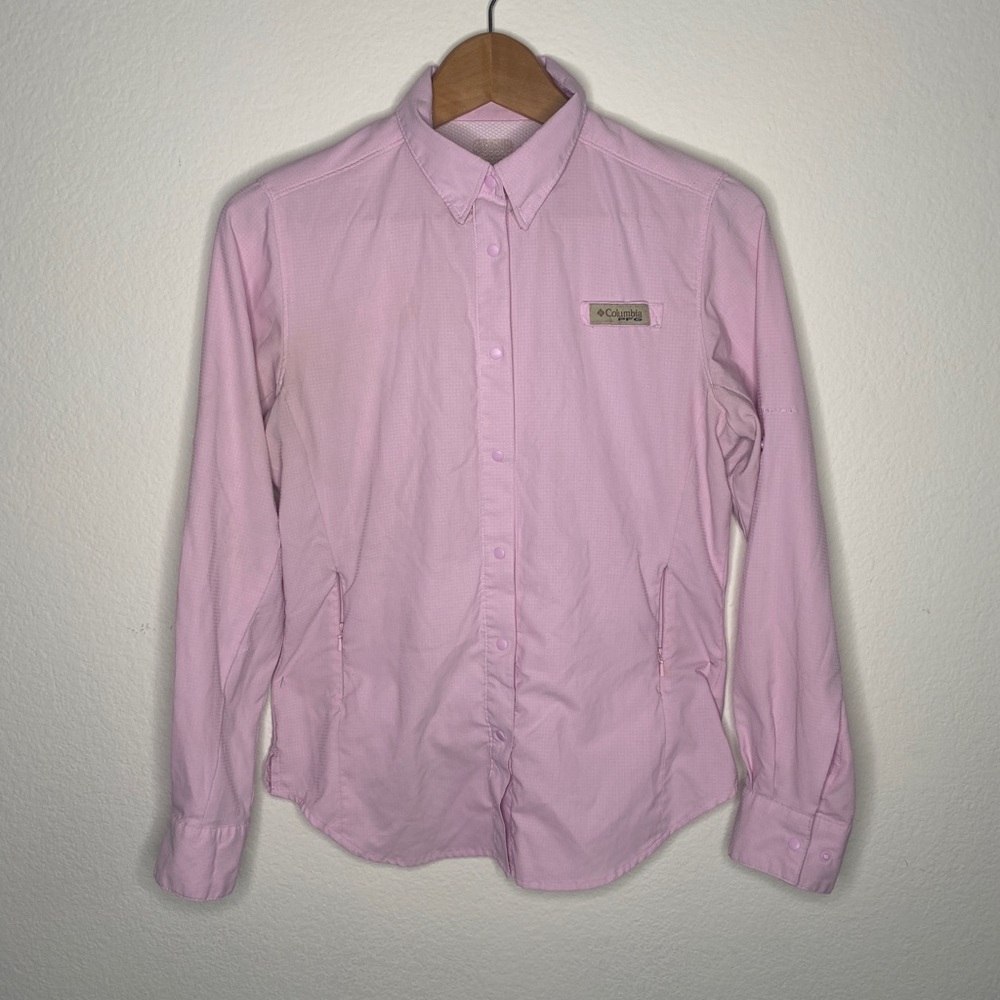 Pink Button Up Fishing Top with Pockets